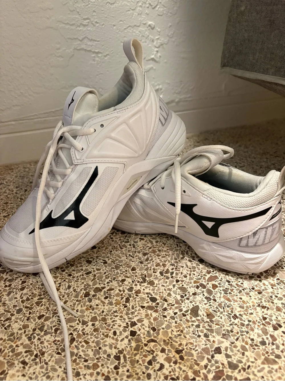 Mizuno White Athletic Sneakers with Black Logo
